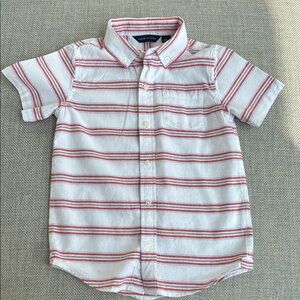Janie and Jack Red and White Striped Button Down Shirt